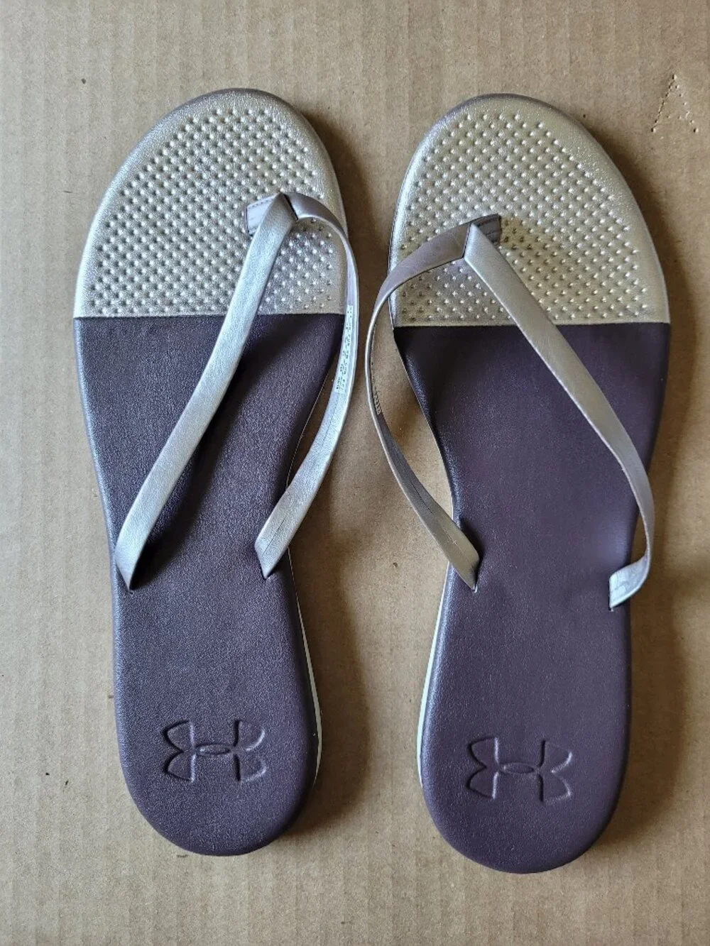 Under Armour Women's UA Lakeshore Drive II Flip Flop Silver/Brown Size 8